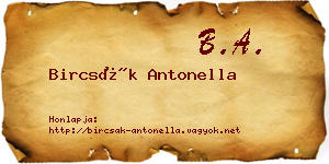 Bircsák Antonella névjegykártya